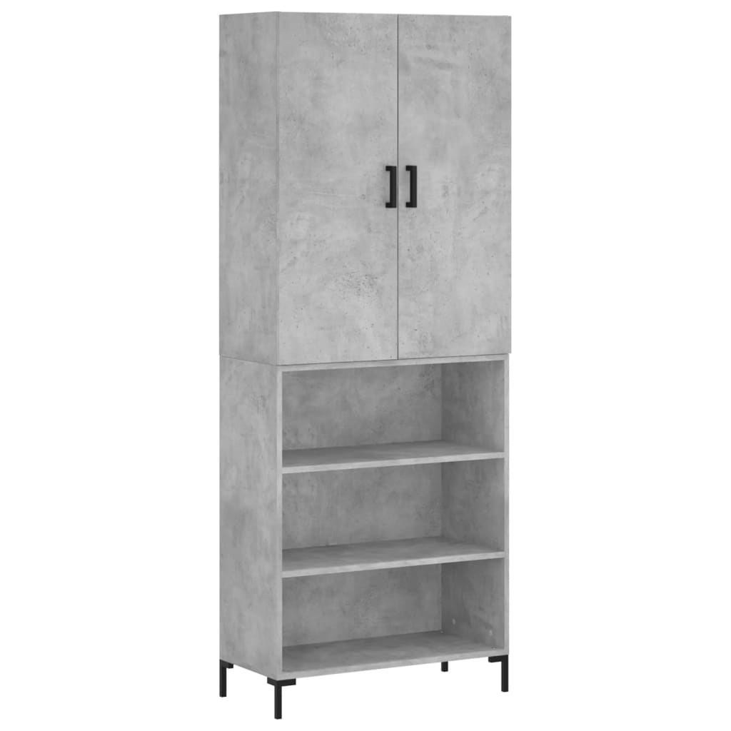 vidaXL Credenza Grigio Cemento 69,5x34x180 cm in Legno Multistrato