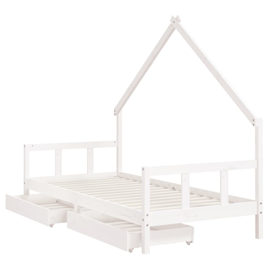 vidaXL Giroletto Bambini con Cassetti Bianco 90x200cm Massello di Pino