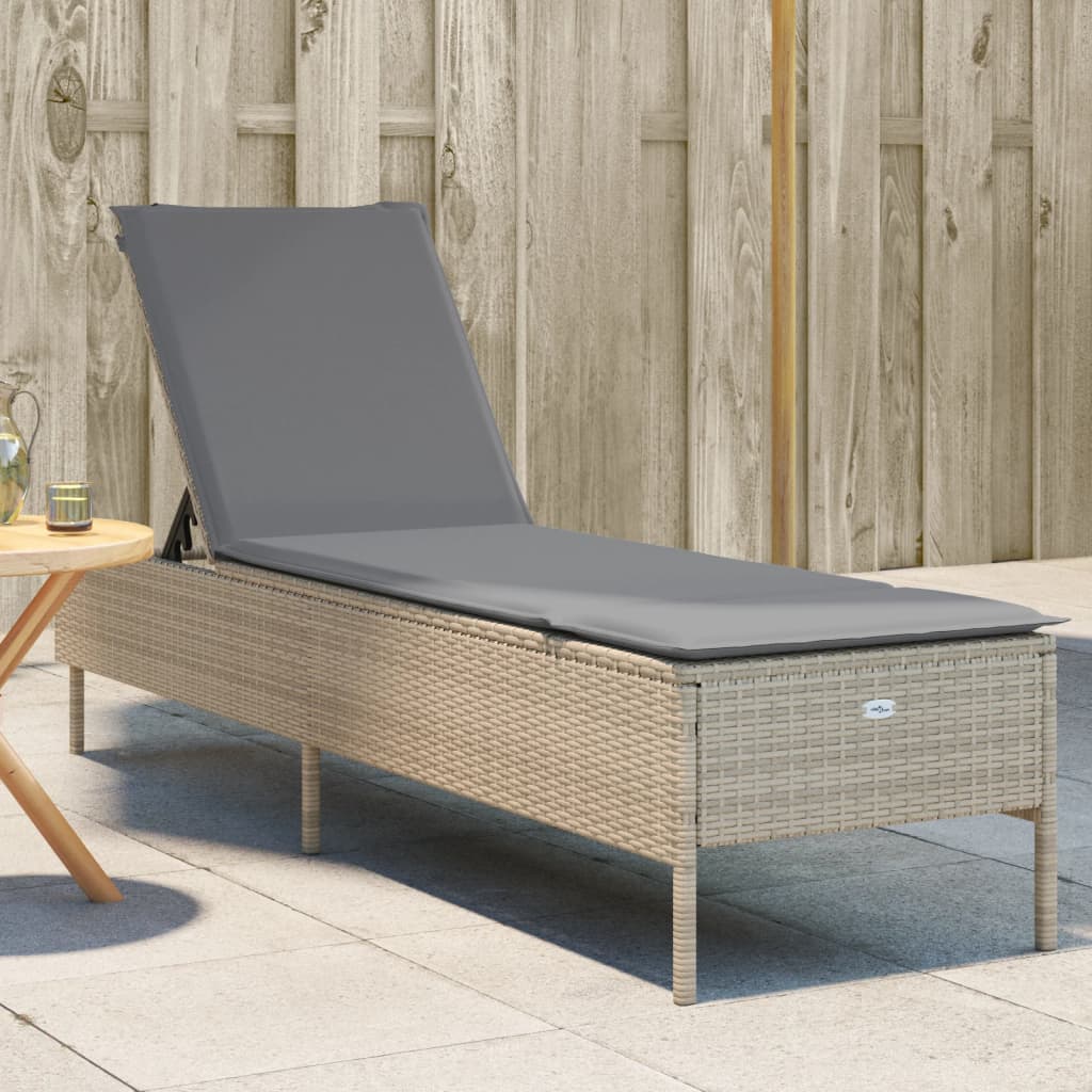 vidaXL Lettino Prendisole con Cuscini Beige in Polyrattan