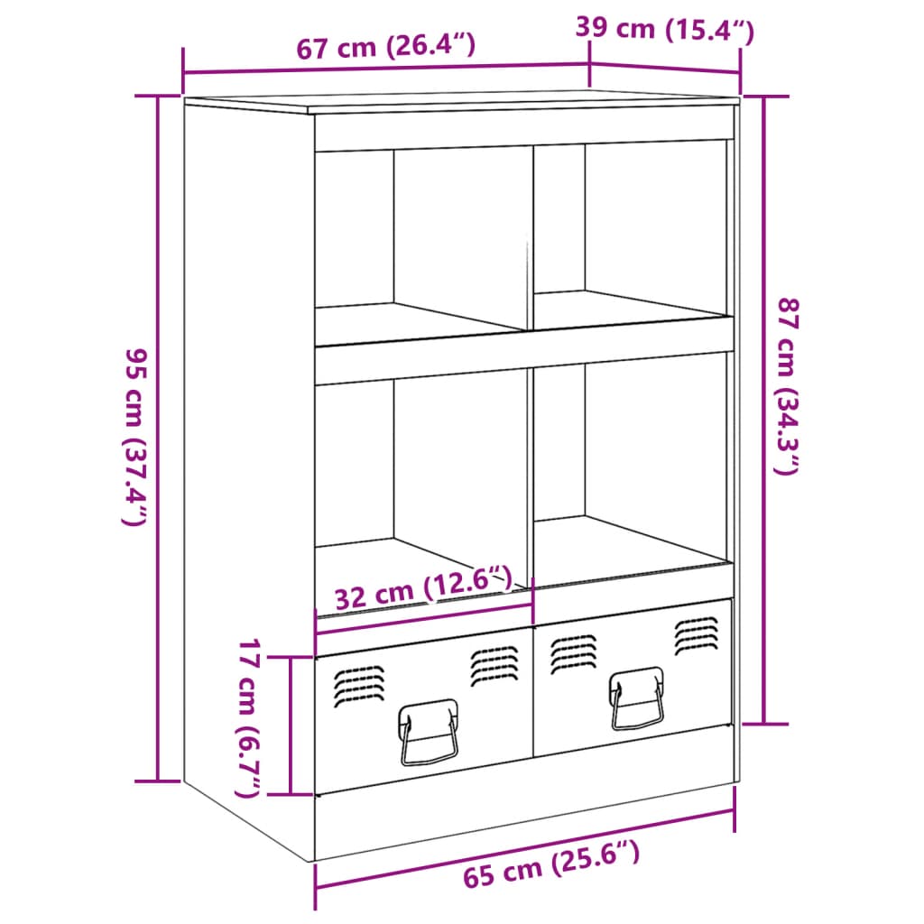 vidaXL Credenza Antracite 67x39x95 cm in Acciaio