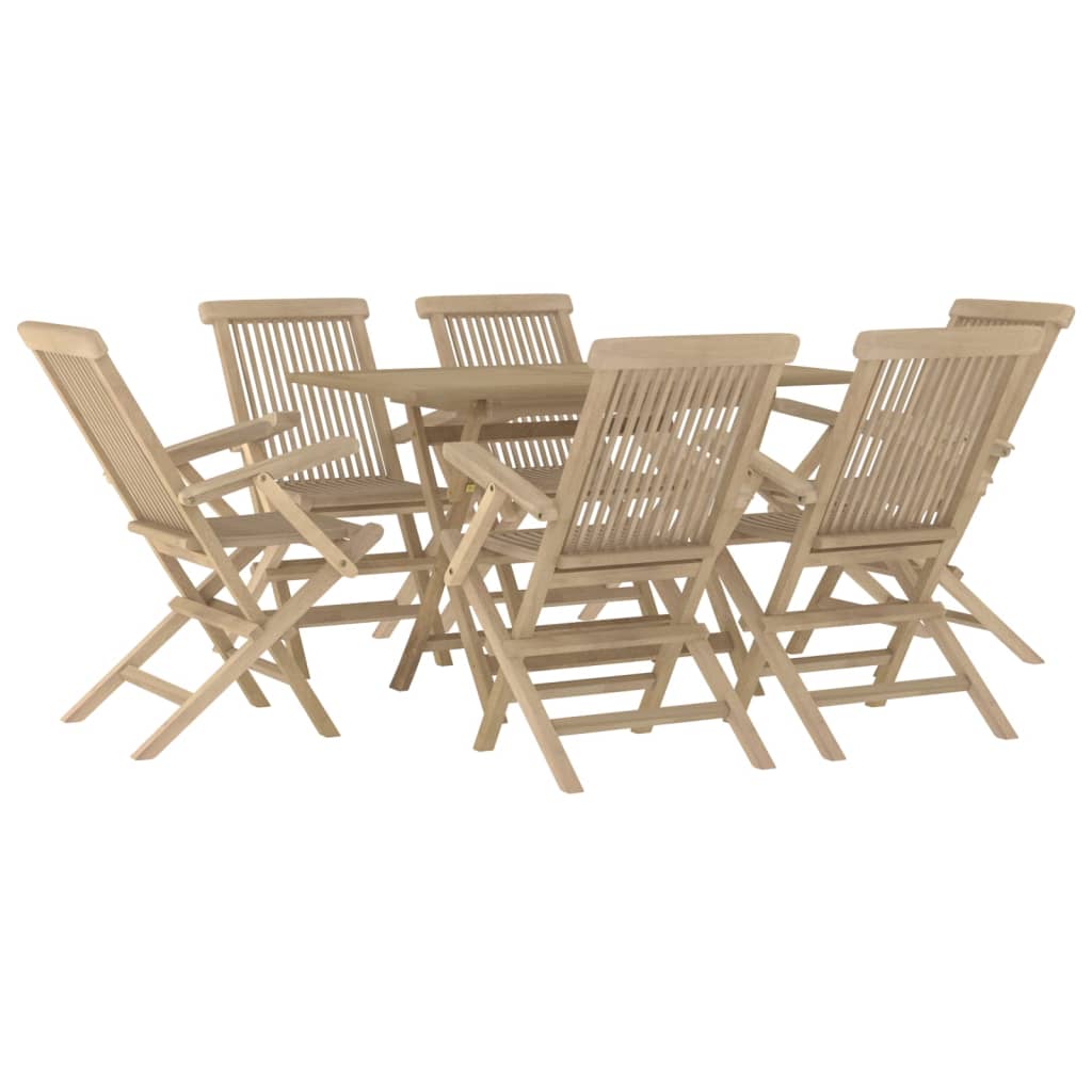 vidaXL Set da Pranzo da Giardino 7 pz Grigio in Legno Massello di Teak