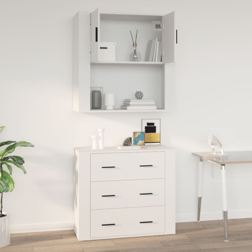 vidaXL Mobile a Parete Bianco 80x33x80 cm in Legno Multistrato