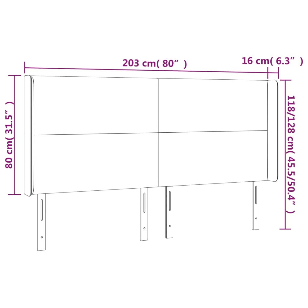 vidaXL Testiera a LED Cappuccino 203x16x118/128 cm in Similpelle