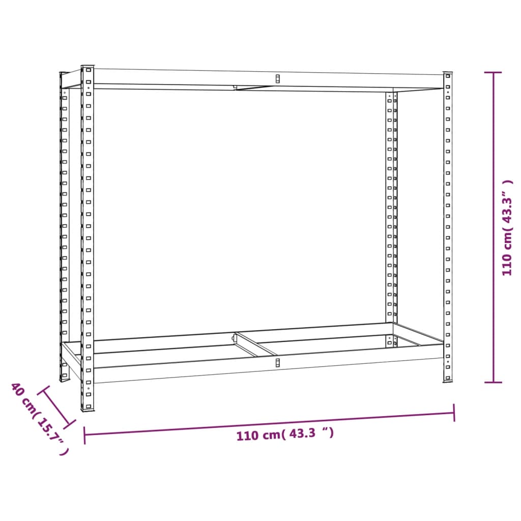 vidaXL Portapneumatici a 2 Livelli 4pz Argento 110x40x110cm in Acciaio