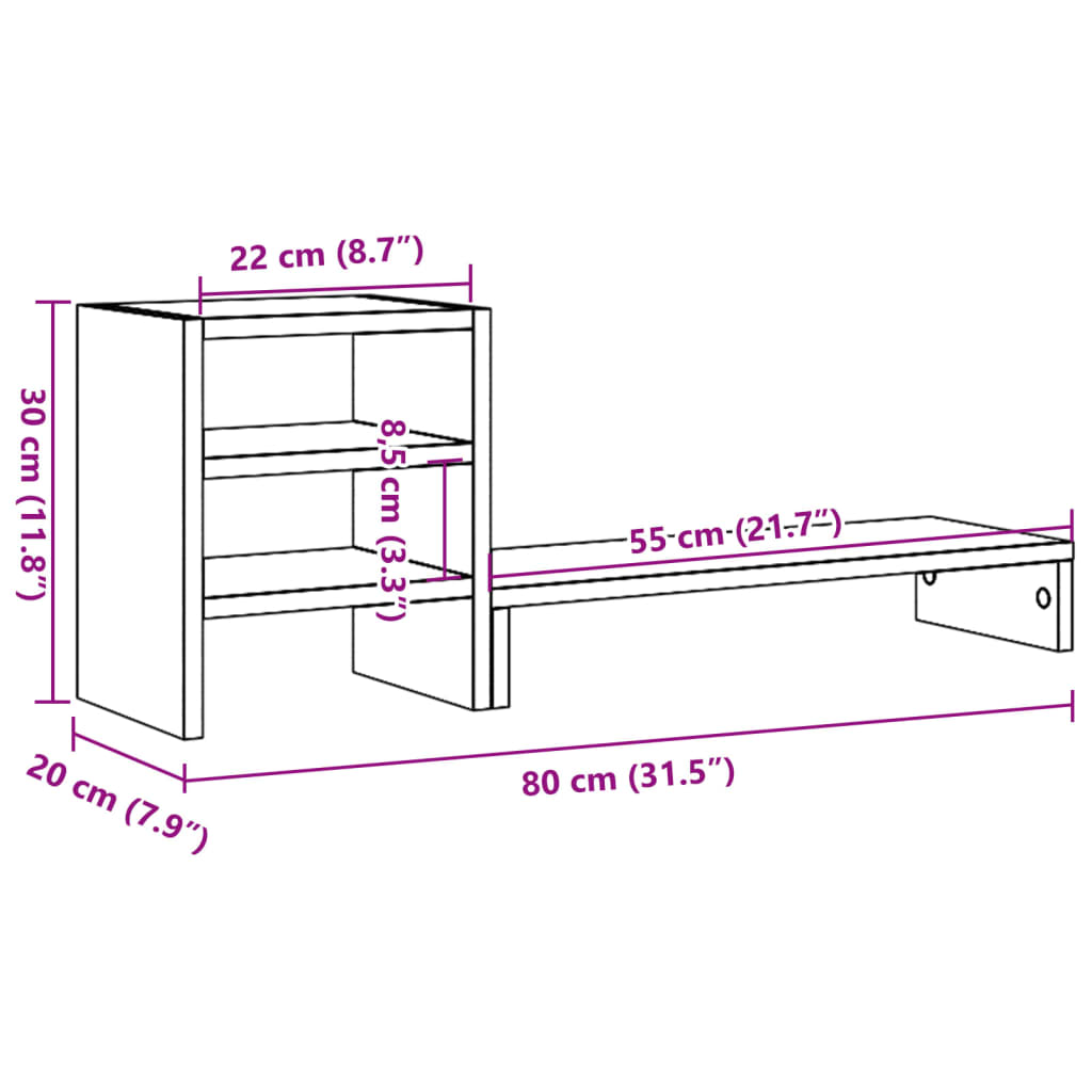 vidaXL Supporto Monitor con Organizzatore Legno Antico in Truciolato