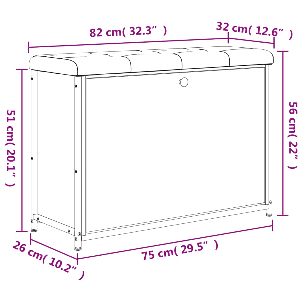 vidaXL Panca Portascarpe Cassetto Ribaltabile Rovere Fumo 82x32x56cm