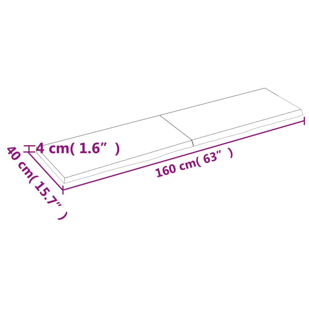 vidaXL Piano Bagno Marrone Scuro 160x40x(2-4)cm Legno Trattato