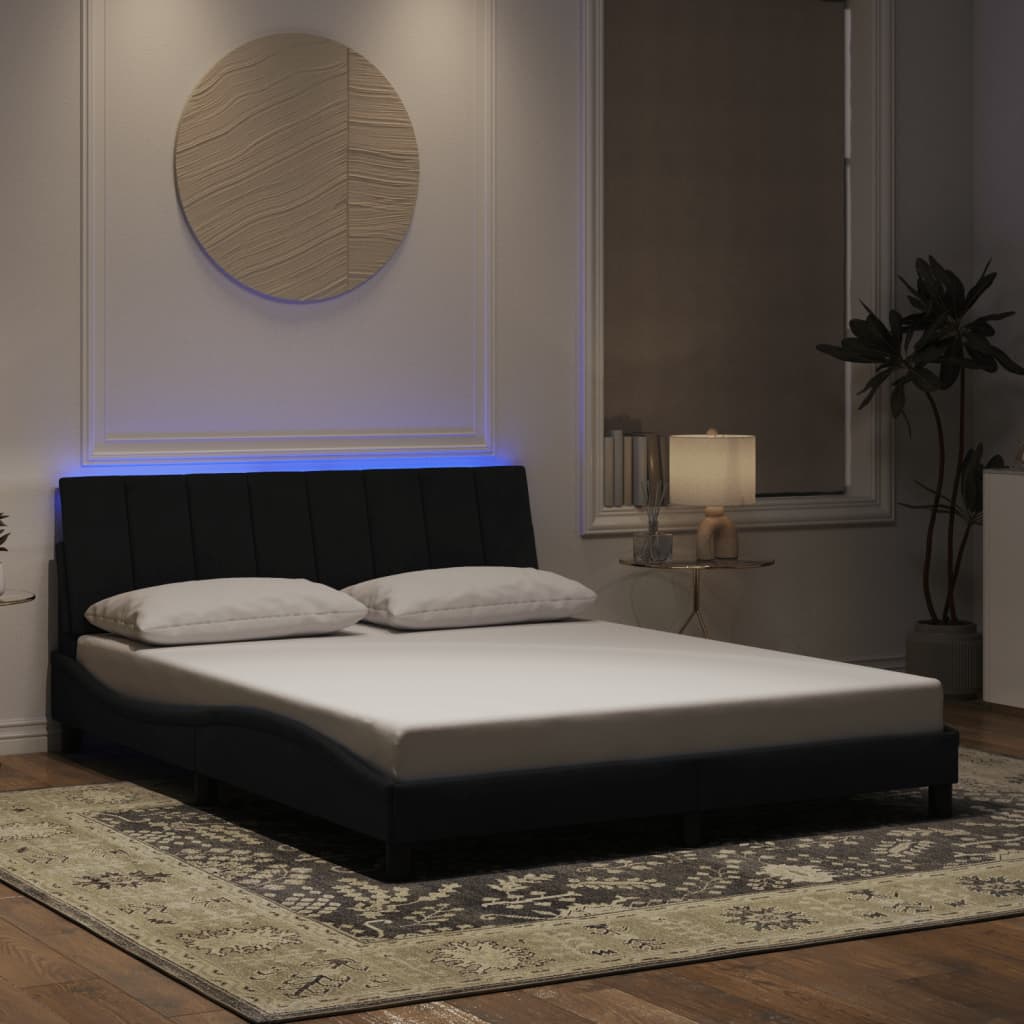 vidaXL Giroletto con Luci LED Nero 160x200 cm in Velluto