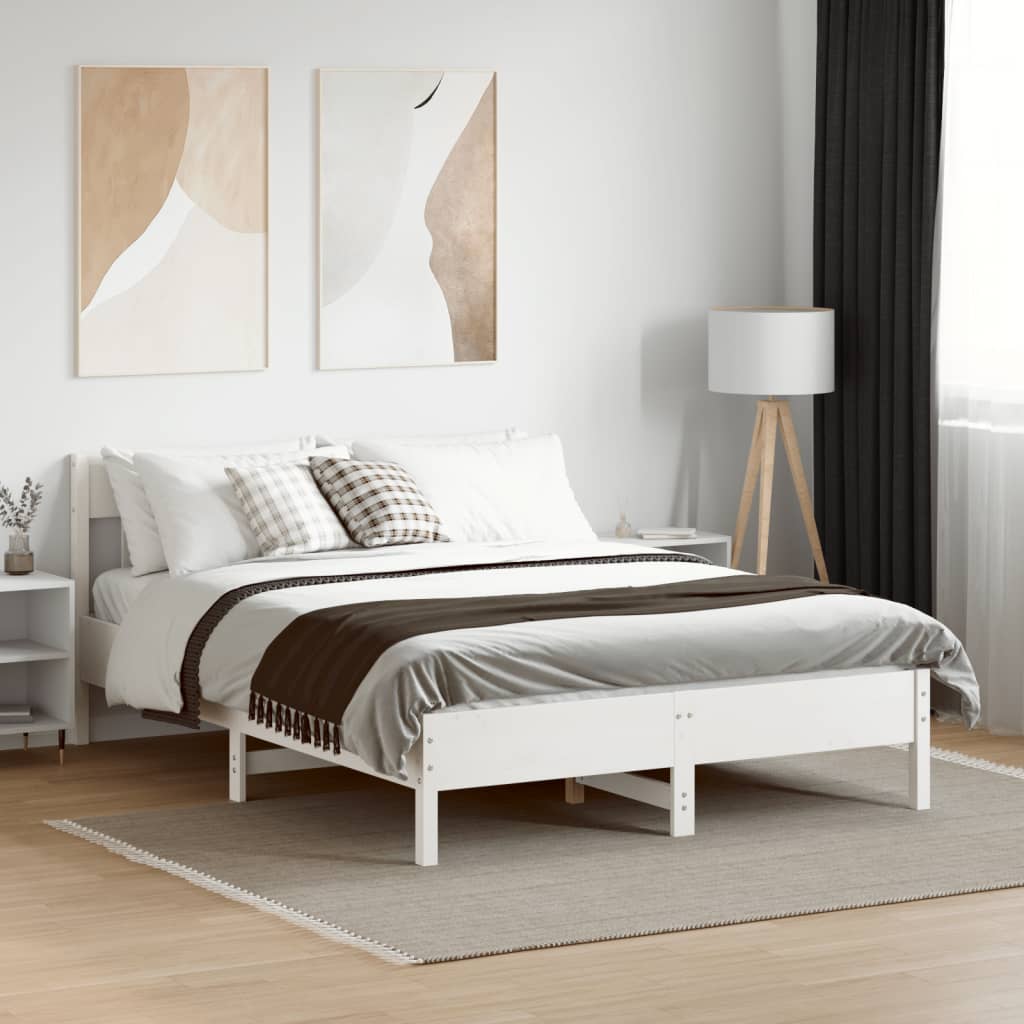 vidaXL Letto senza Materasso Bianco 150x200 cm Legno Massello di Pino