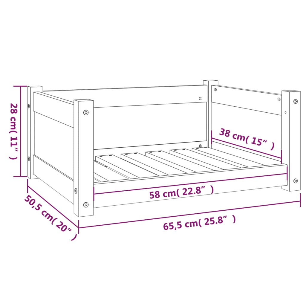 vidaXL Cuccia per Cani ambra 65,5x50,5x28cm in Legno Massello di Pino