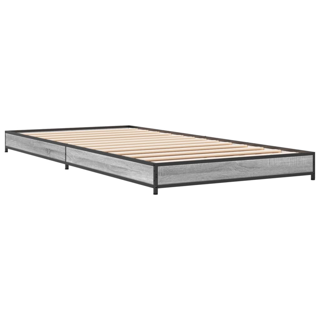 vidaXL Giroletto Grigio Sonoma 75x190cm in Legno Multistrato e Metallo