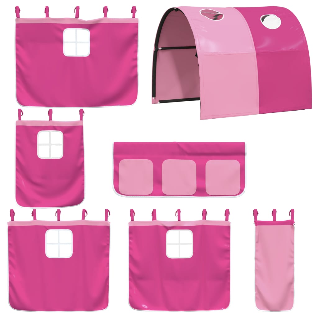 vidaXL Letto a Soppalco con Tunnel Bambini Rosa 90x190cm Massello Pino