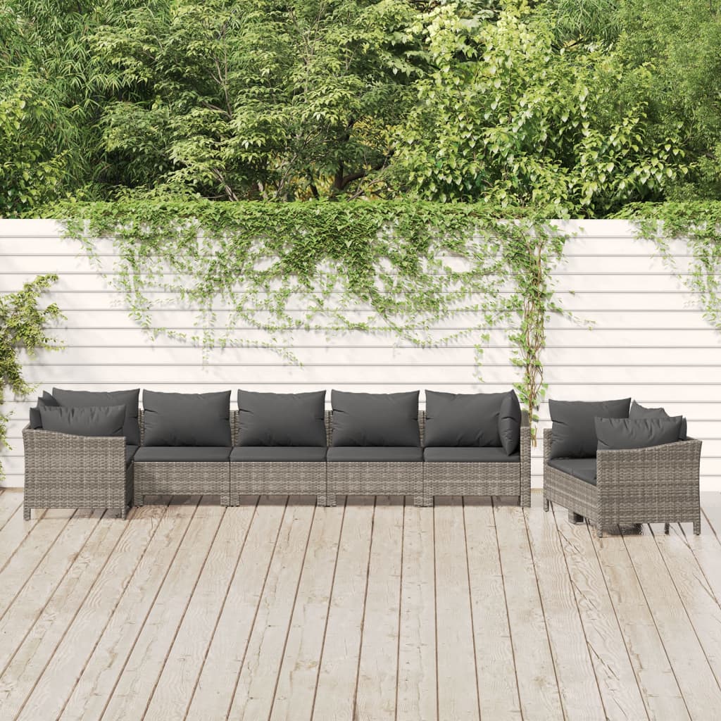 vidaXL Set Divani da Giardino 8 pz con Cuscini in Polyrattan Grigio