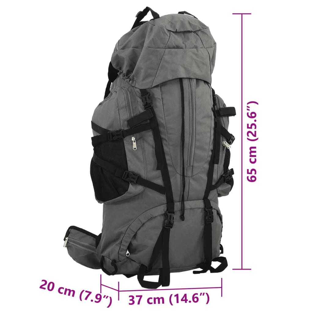 vidaXL Zaino da Trekking Grigio 60 L in Tessuto Oxford