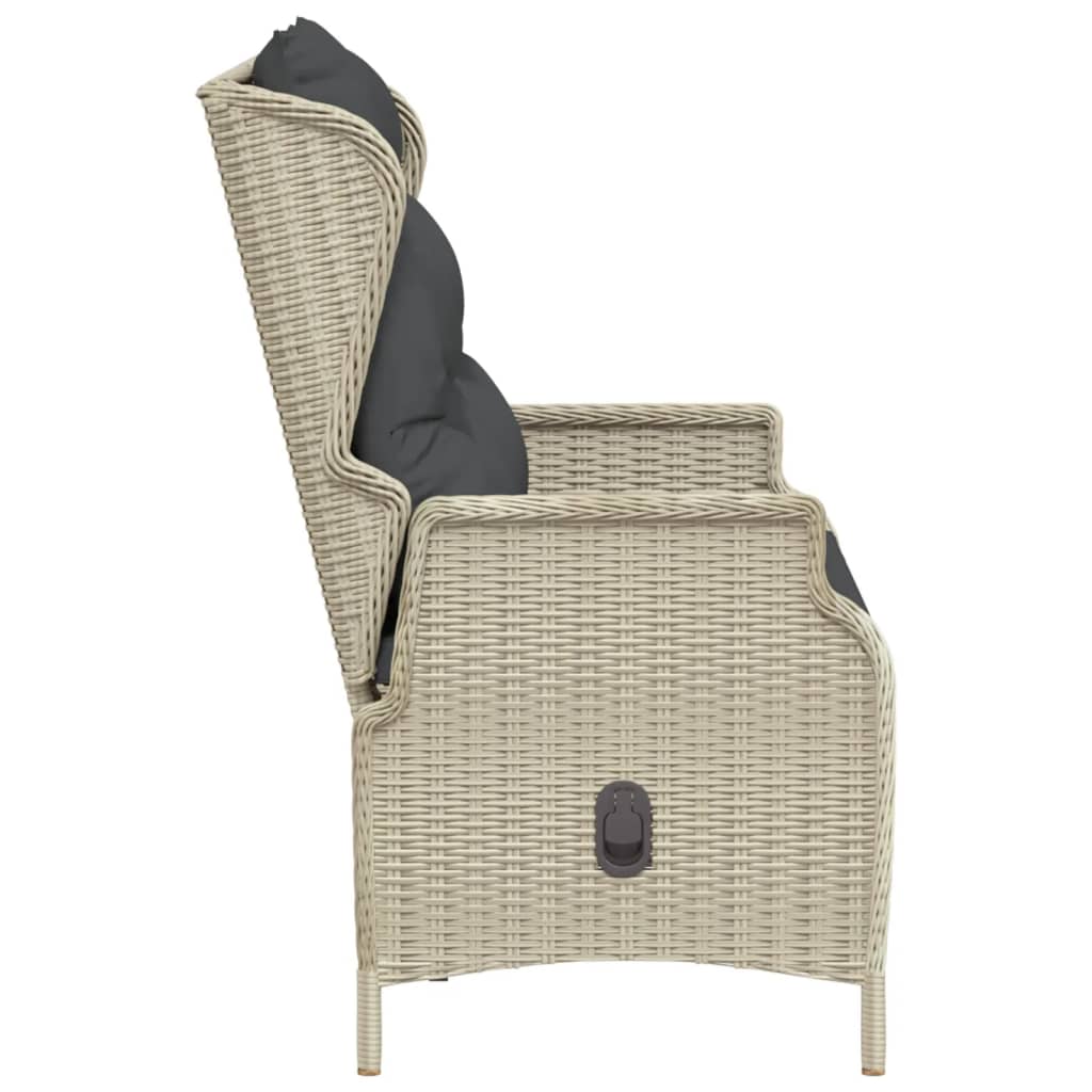 vidaXL Panca da Giardino 2 Posti con Cuscini Polyrattan Grigio Chiaro