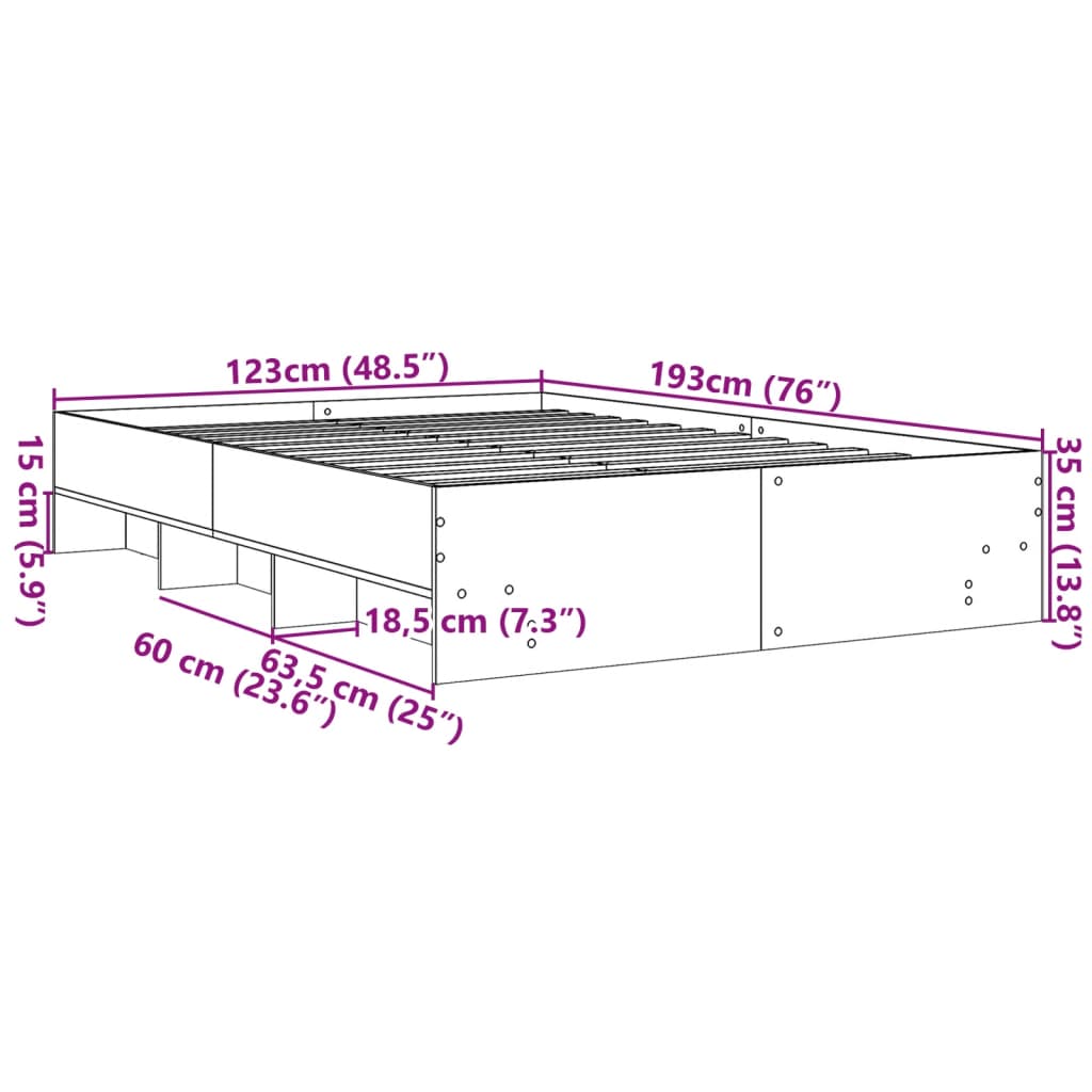 vidaXL Giroletto Bianco 120x190 cm in Legno Multistrato