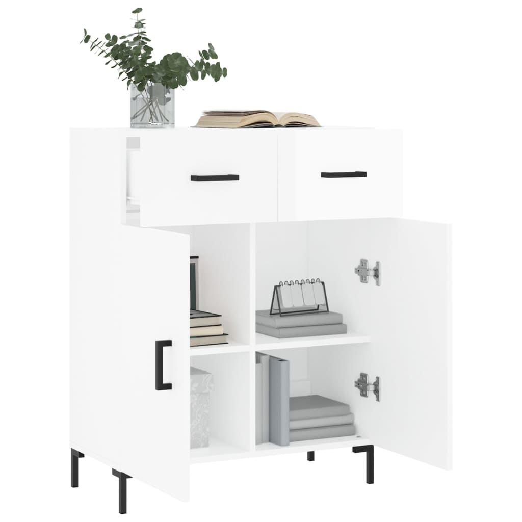 vidaXL Credenza 69,5x34x90 cm in Legno Multistrato Bianco Lucido