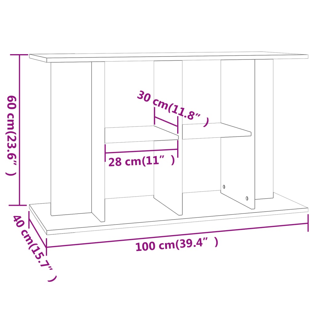 vidaXL Supporto per Acquario 100x40x60 cm in Legno Multistrato Nero