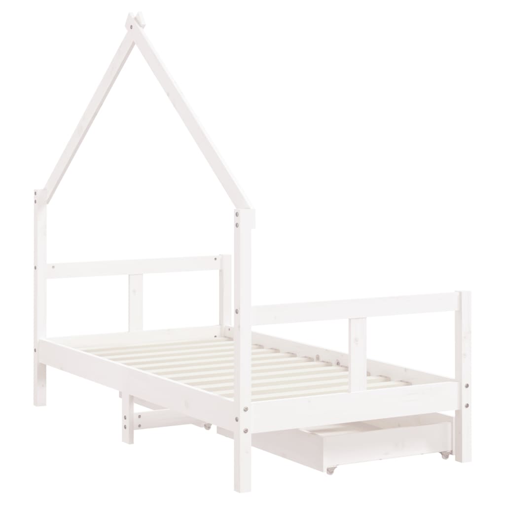 vidaXL Giroletto Bambini con Cassetti Bianco 80x160 cm Massello Pino