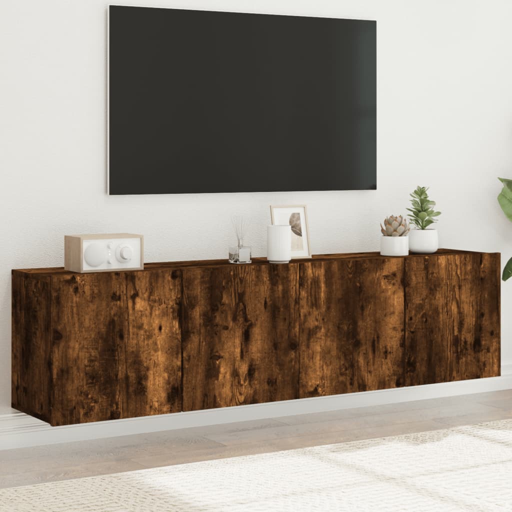 vidaXL Mobili TV a Parete 2pz Rovere Fumo 80x30x41 cm