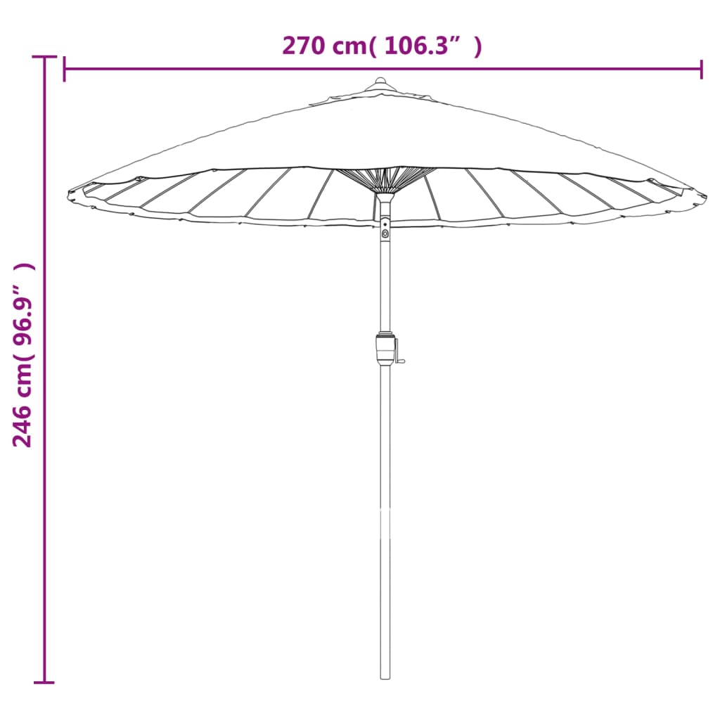 vidaXL Ombrellone da Giardino con Palo in Alluminio 270 cm Azzurro