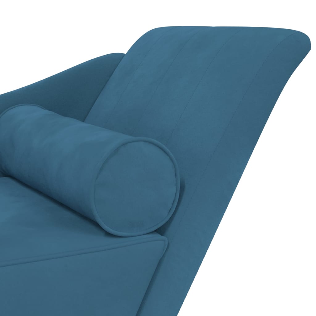 vidaXL Chaise Longue con Cuscini Blu in Velluto