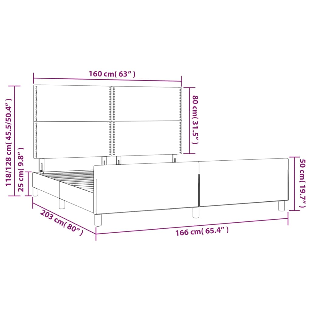 vidaXL Giroletto senza Materasso Blu Scuro 160x200 cm in Velluto