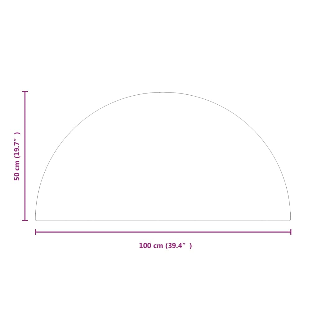 vidaXL Lastra in Vetro per Caminetto Semicircolare 1000x500 mm