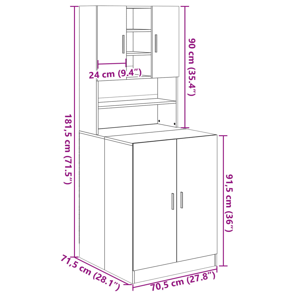 vidaXL Mobili Lavatrice 2pz Rovere Sonoma in Legno Multistrato