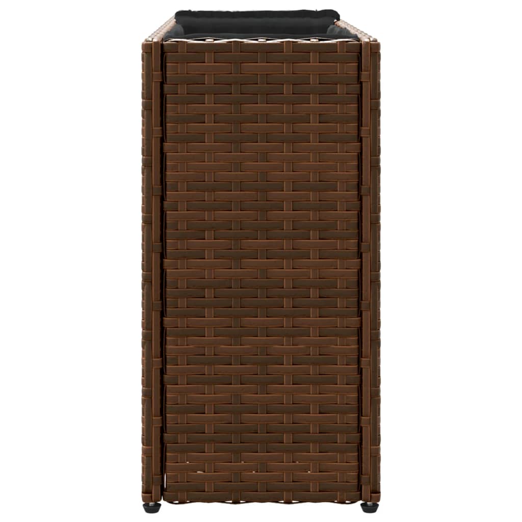 vidaXL Fioriere da Giardino con 2 Vasi Marrone 90x20x40 cm Polyrattan