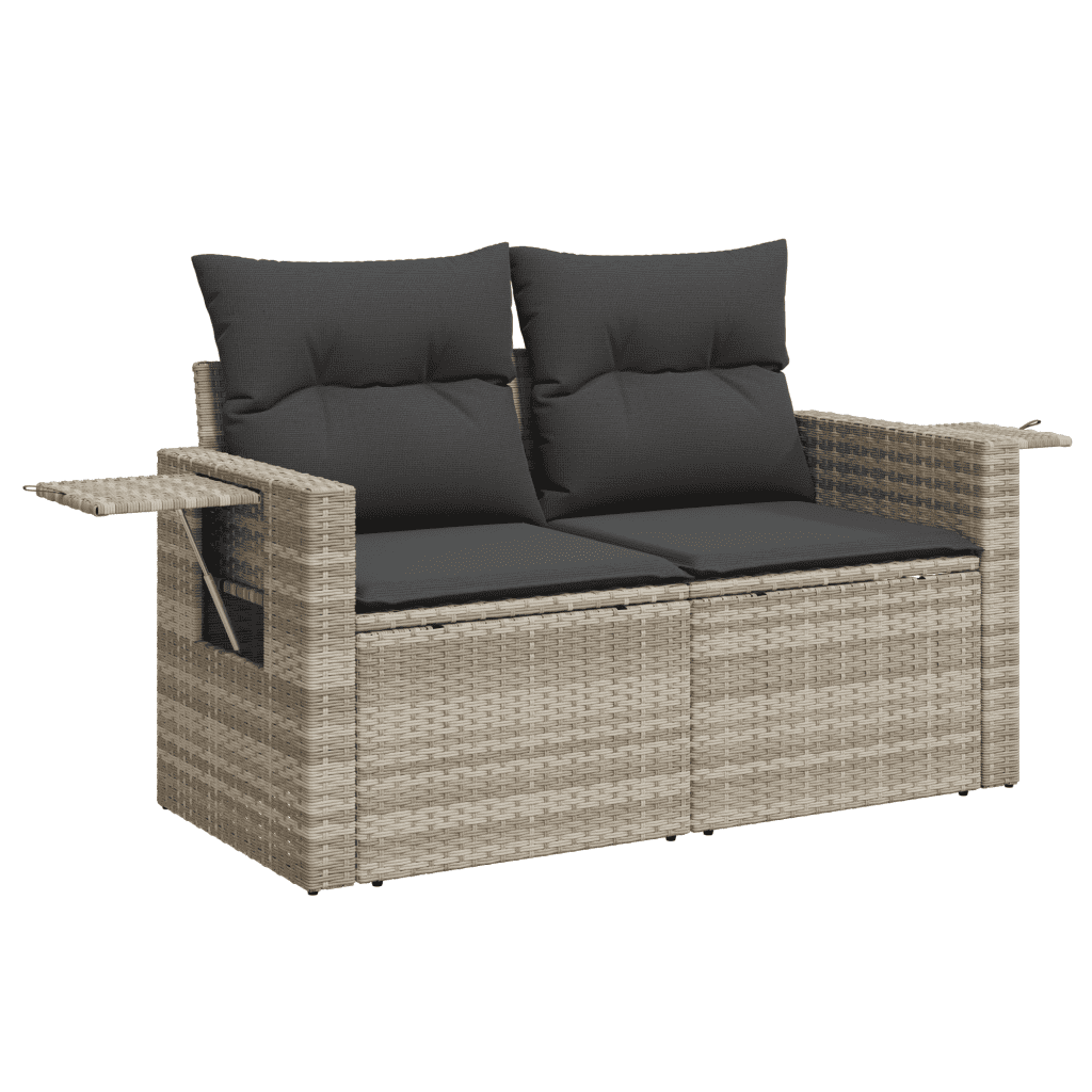 vidaXL Set Divani da Giardino 7pz con Cuscini Grigio Chiaro Polyrattan