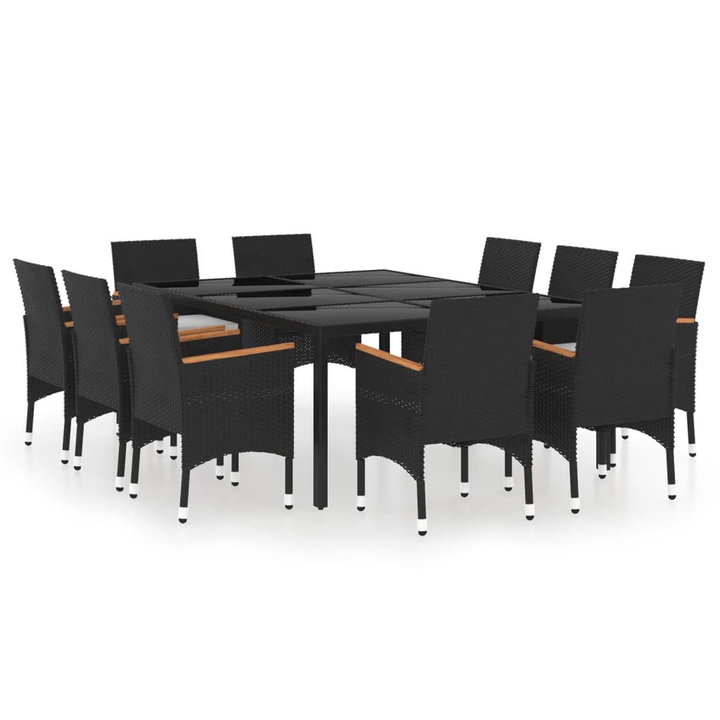 vidaXL Set da Pranzo da Giardino 11 pz in Polyrattan Nero