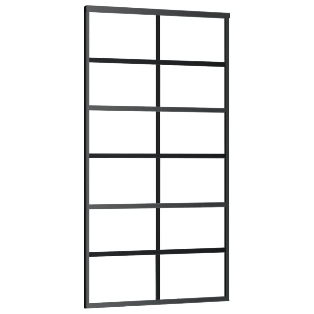 vidaXL Porta Scorrevole in Vetro ESG e Alluminio 102x205 cm Nera