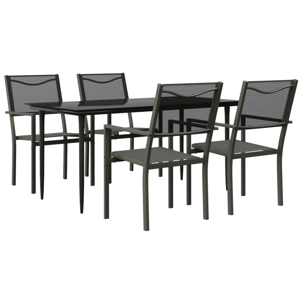 vidaXL Set da Pranzo da Giardino 5 pz Nero in Acciaio e Textilene