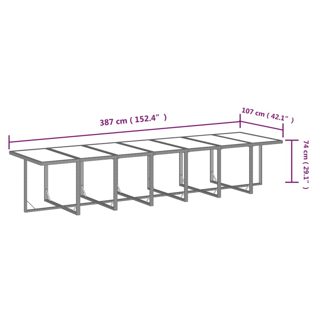 vidaXL Set da Pranzo per Giardino 19 pz con Cuscini in Polyrattan Nero