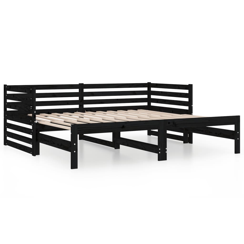 vidaXL Dormeuse Estraibile Nera 2x(80x200) cm Legno Massello di Pino