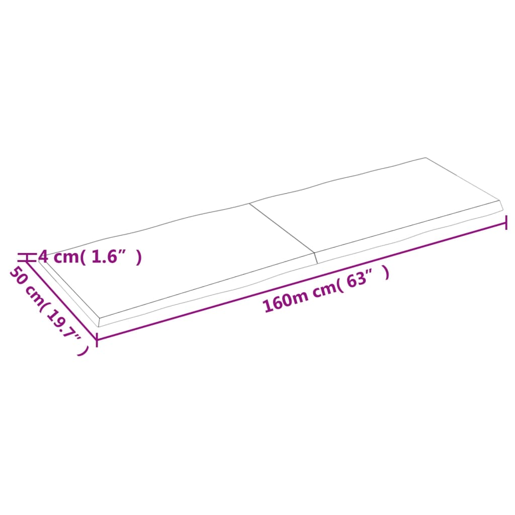 vidaXL Piano Tavolo Marrone Chiaro 160x50x(2-4) cm Rovere Non Trattato