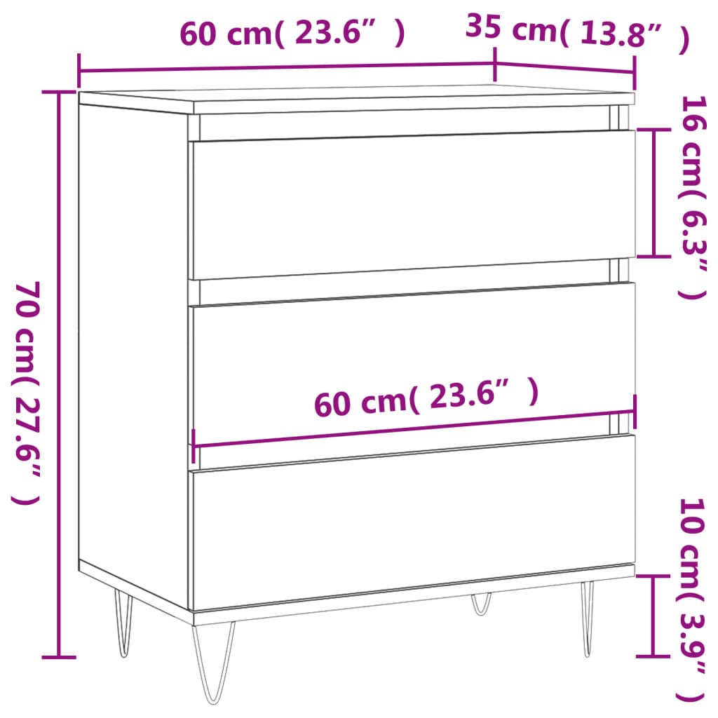 vidaXL Credenza Grigio Sonoma 60x35x70 cm in Legno Multistrato