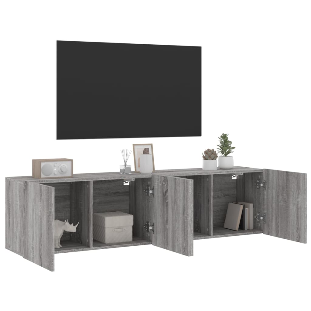 vidaXL Mobili TV a Parete 2pz Grigio Sonoma 80x30x41 cm