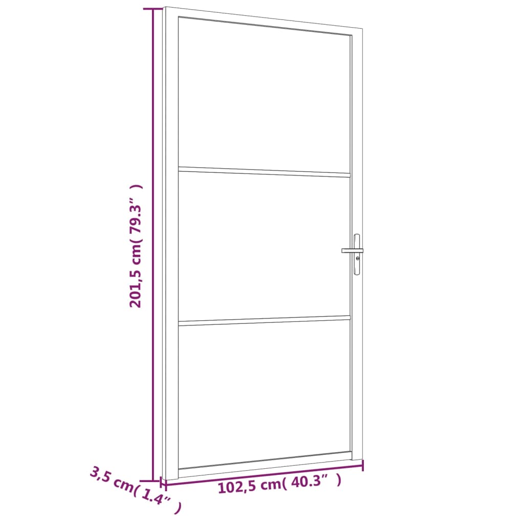 vidaXL Porta Interna 102,5x201,5 cm Bianca in Vetro ESG e Alluminio