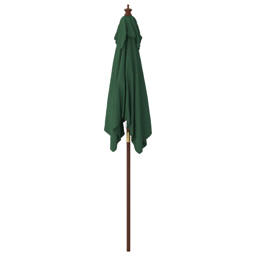 vidaXL Ombrellone da Giardino con Palo in Legno Verde 198x198x231 cm