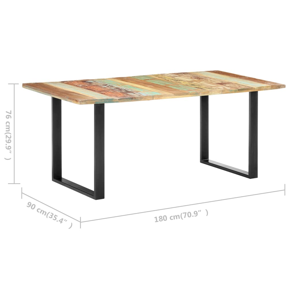 vidaXL Tavolo da Pranzo 180x90x76 cm in Legno Massello di Recupero