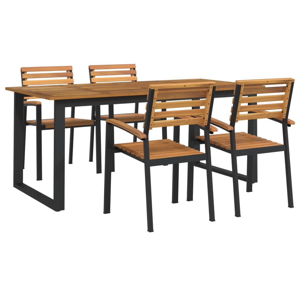 vidaXL Set Pranzo da Giardino 5 pz Legno Massello di Acacia e Metallo