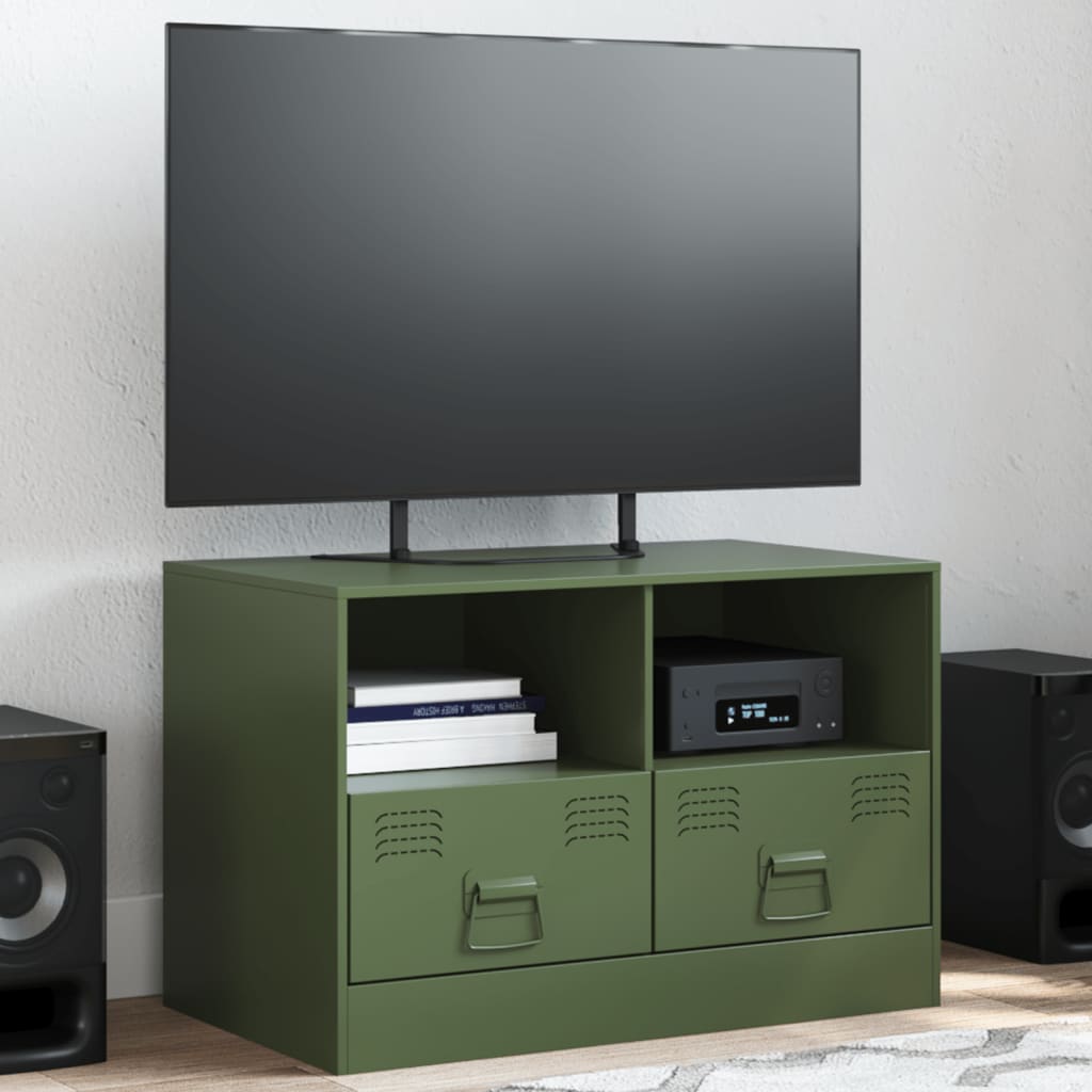 vidaXL Mobile TV Verde Oliva 67x39x44 cm in Acciaio