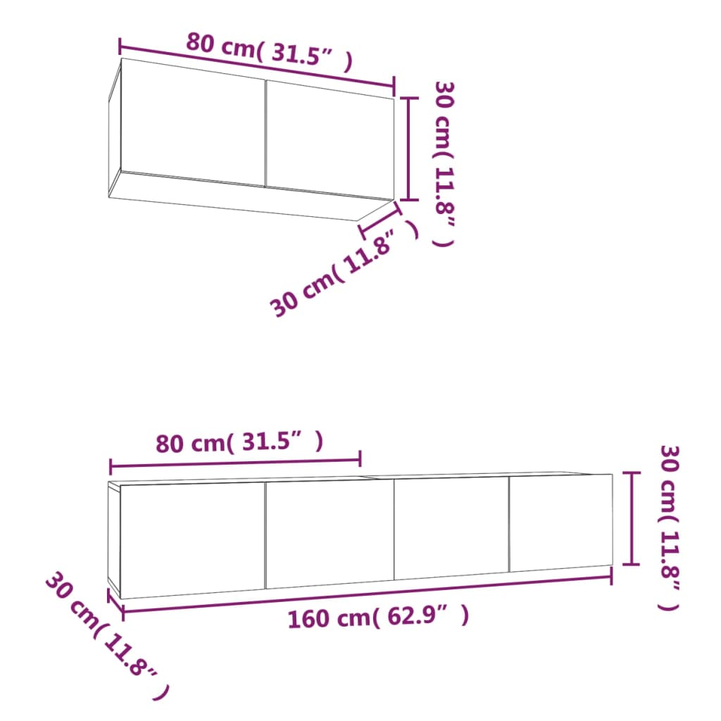 vidaXL Set Mobili Porta TV 3 pz Nero in Legno Multistrato