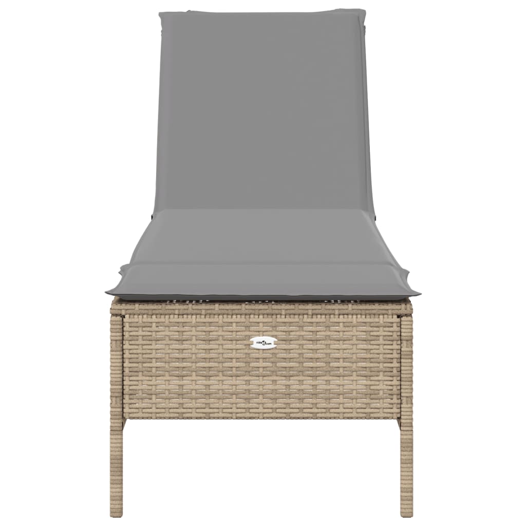 vidaXL Lettino Prendisole con Cuscini Beige in Polyrattan