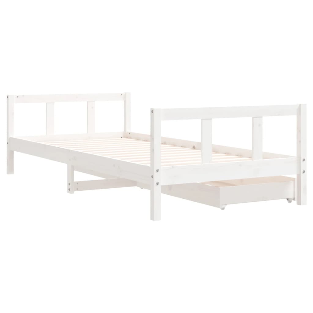 vidaXL Giroletto Bambini con Cassetti Bianco 90x200cm Massello di Pino