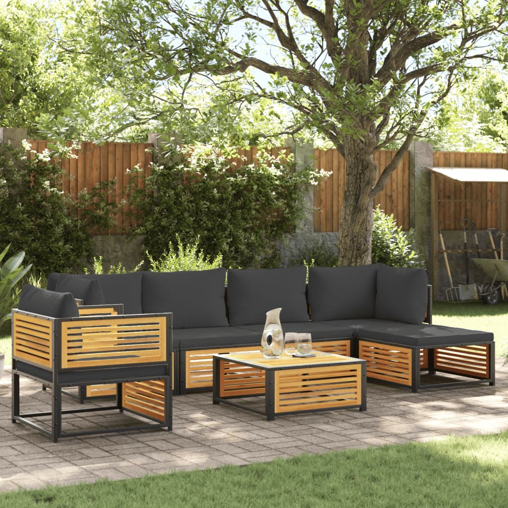 vidaXL Set Divano da Giardino 7 pz con Cuscini Legno Massello Acacia