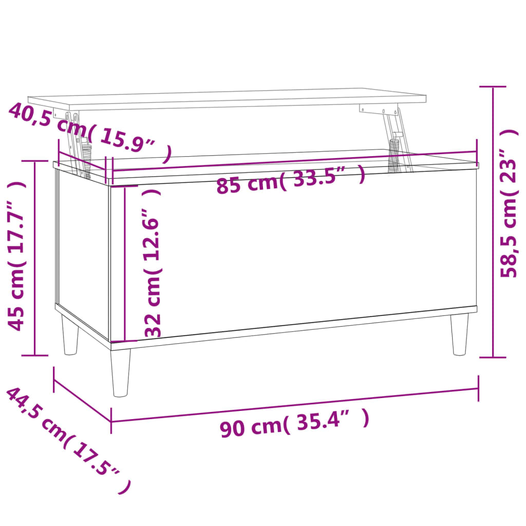 vidaXL Tavolino Salotto Grigio Cemento 90x44,5x45 cm Legno Multistrato