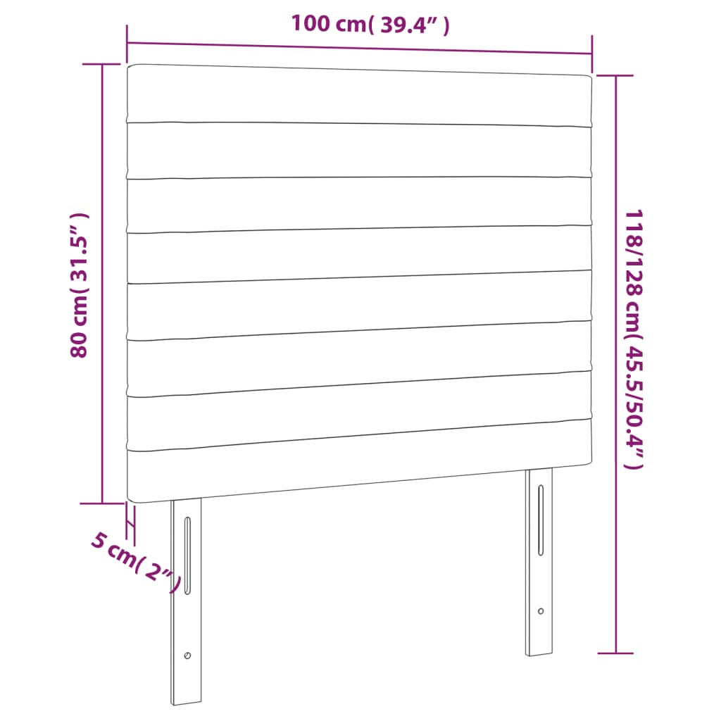 vidaXL Testiera a LED Nera 100x5x118/128 cm in Tessuto